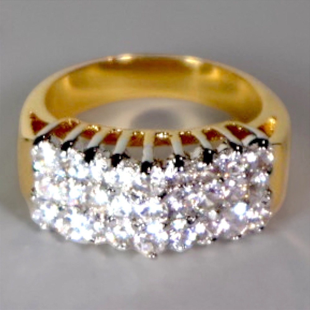 Swarovski Crystal Ring 14k Gold Overlay Brass Cluster Statement Size 5 New